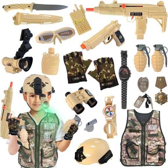 Toys 2 Piece Army Costume For Kids Soldier Military Dress Up For Boys